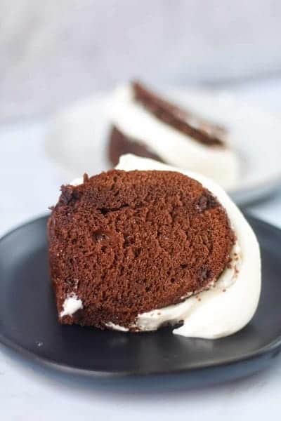 Chocolate bundt cake with cake mix and pudding
