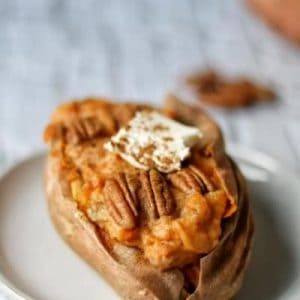 twice baked sweet potatoes with pecans