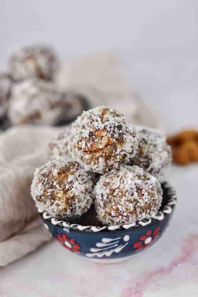 The Whole30 Energy Balls (Coconut Balls) are so good and the best way to be on your diet! They are full of pecans and dates!