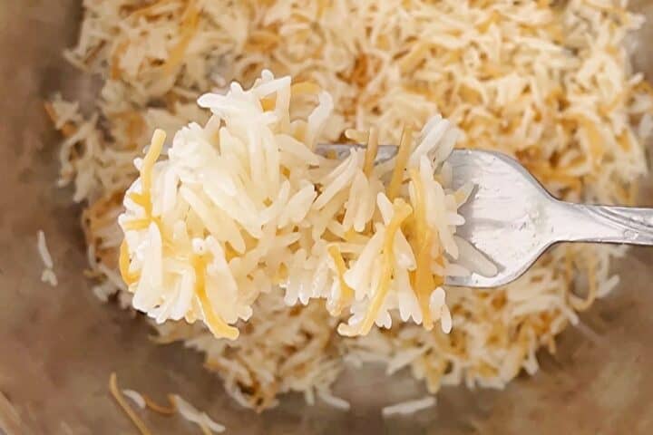 fluff the rice using a fork