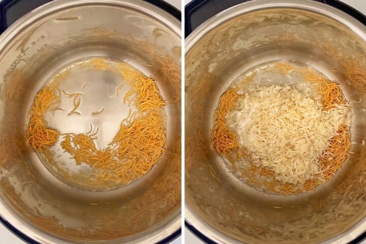 Sauté  vermicelli noodles until golden 