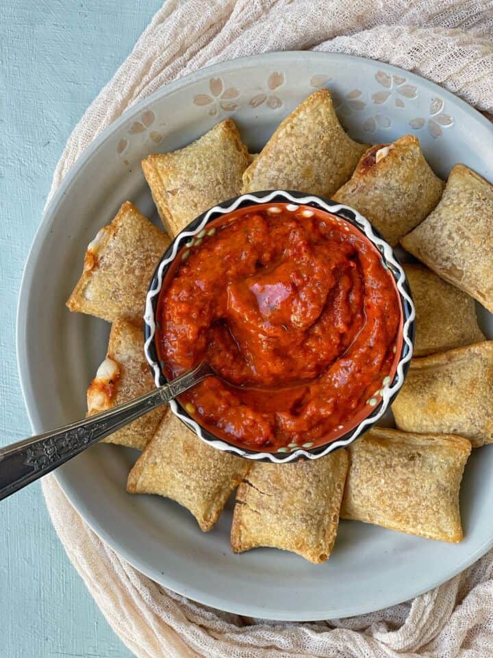 flavorful totino's pizza rolls in air fryer which is golden and crunchy on the outside and perfectly tender on the inside