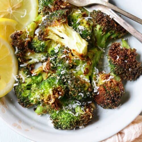 Air Fryer Crispy Broccoli with Parmesan