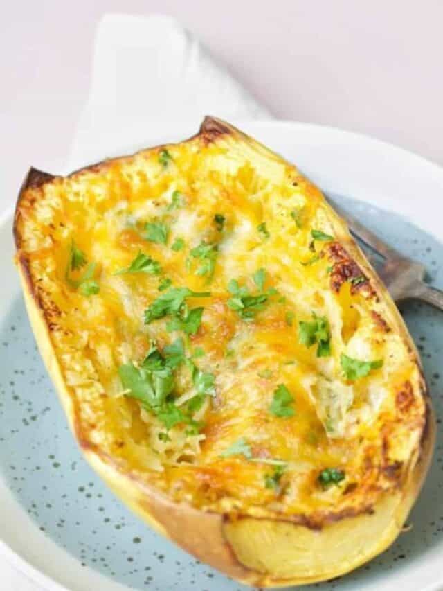 LOW CARB CHEESY ALFREDO AIR FRYER SPAGHETTI SQUASH