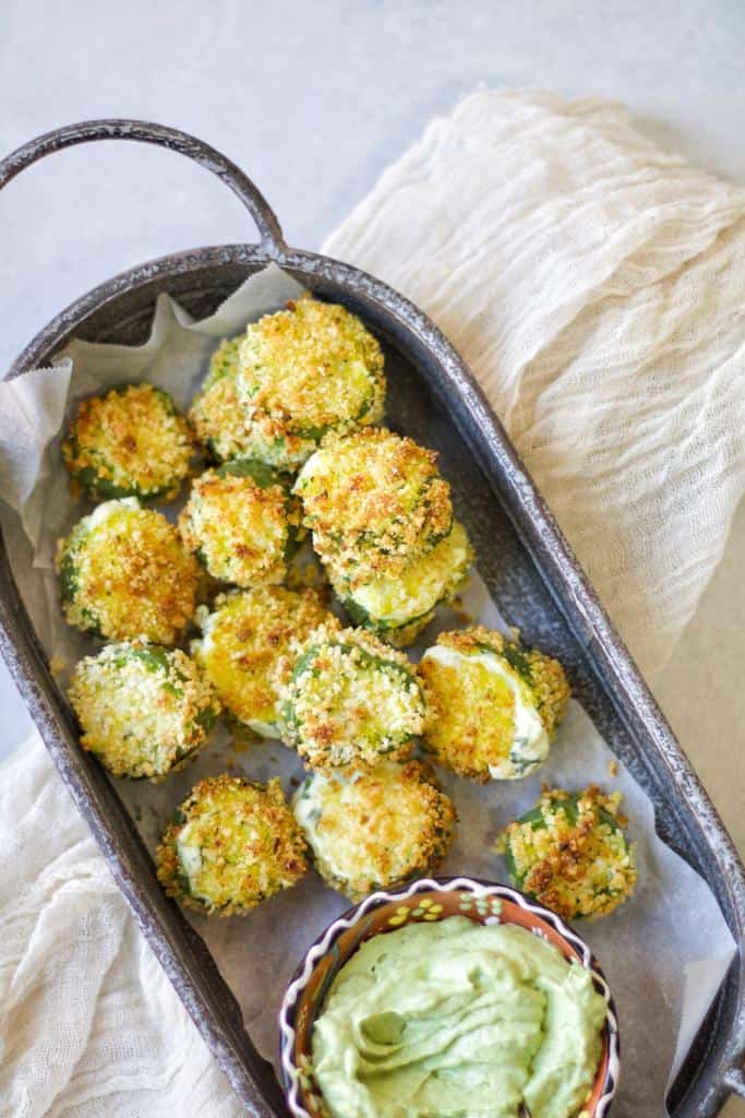 Crispy, creamy, spicy, and cheesy air fried jalapeno poppers topped with panko toppings
