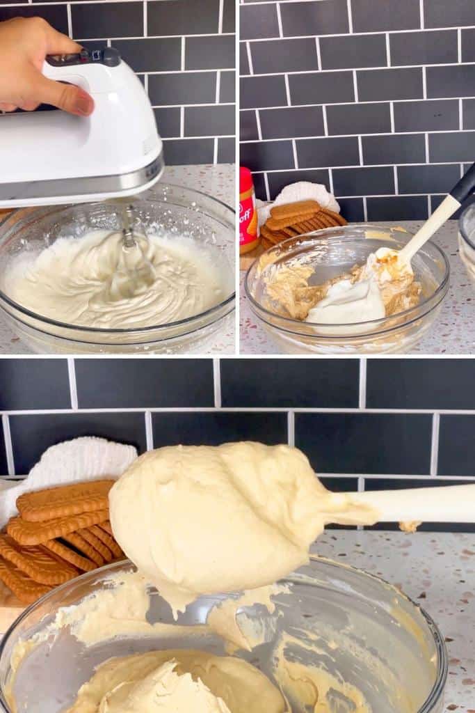 In a mixing bowl, whip together heavy whipping cream, vanilla extract, and powdered sugar until soft peaks forms. Gradually, add the whipped heavy cream into the cream cheese mixture and fold until fully incorporated.