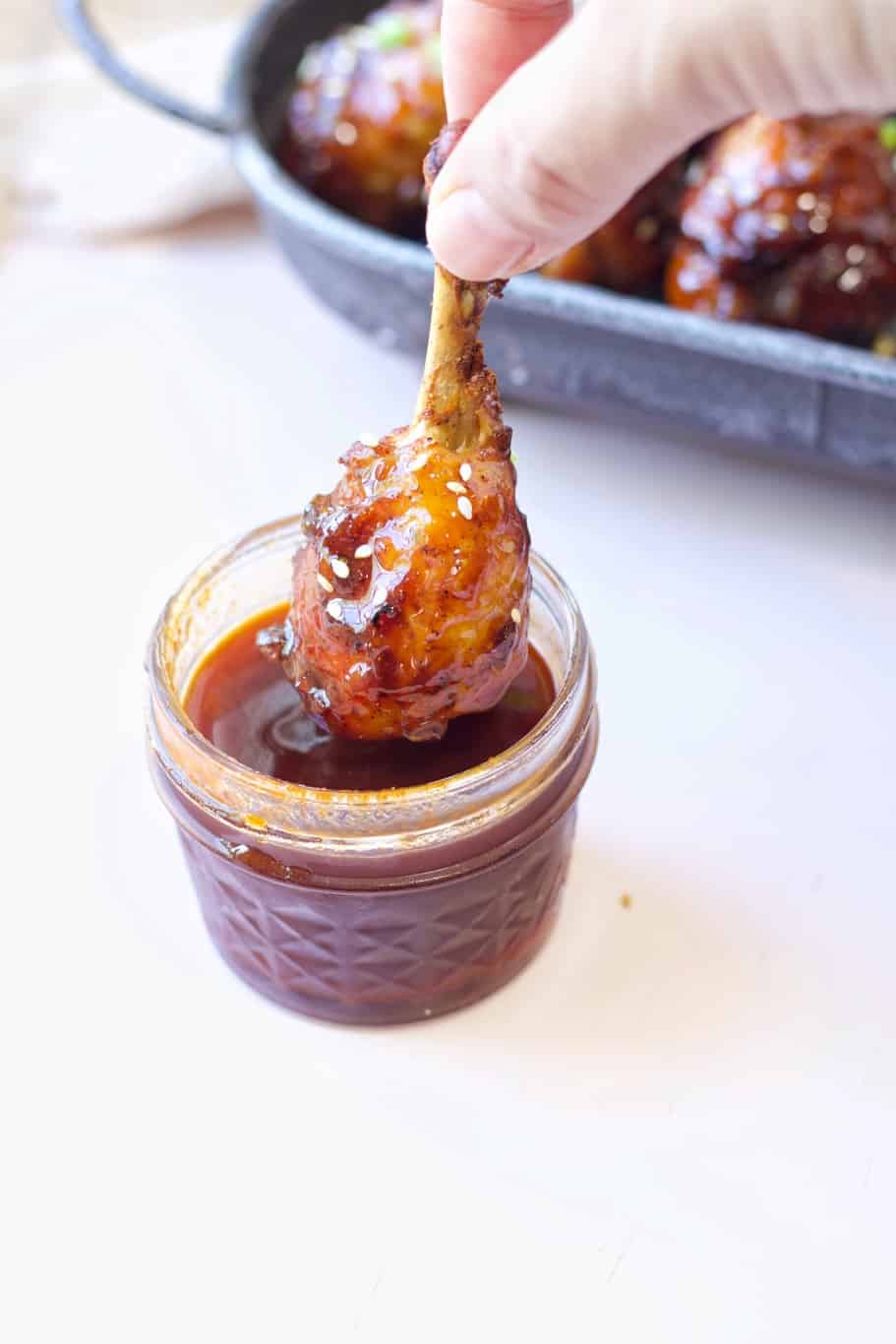 chicken drumstick dipped in honey sriracha sauce