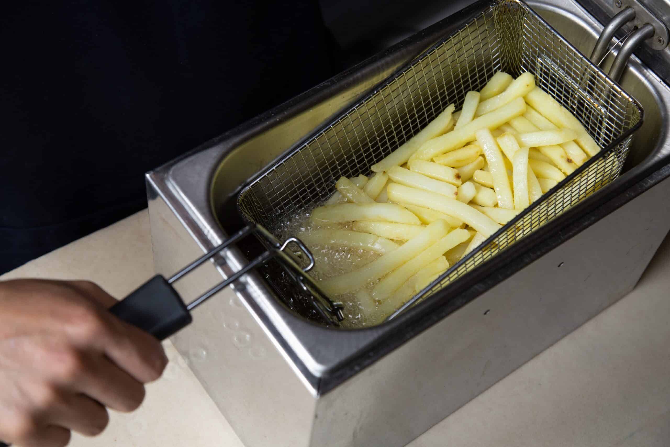 French fries in deep fryer