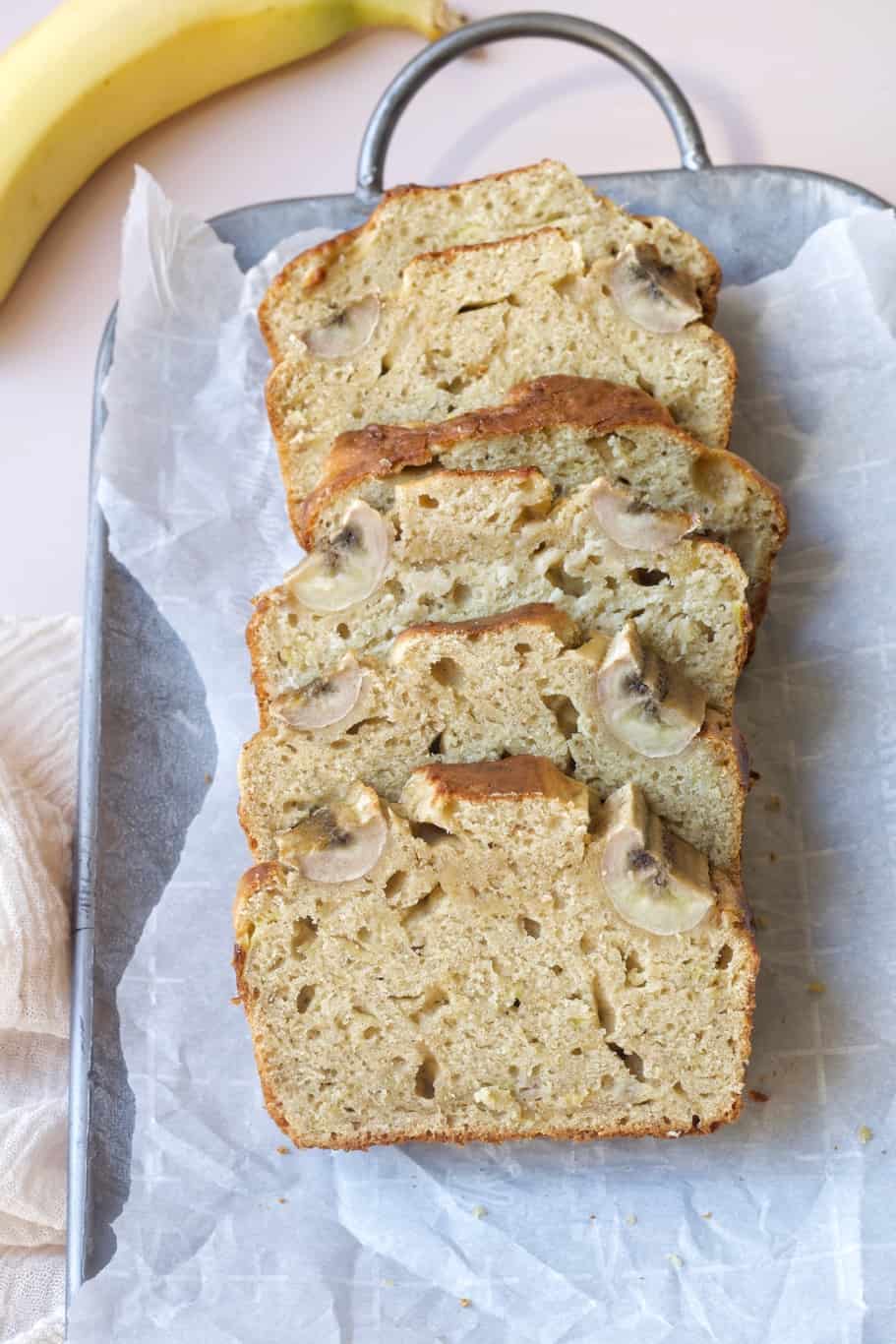 Soft and moist banana bread made easy without baking soda! Perfect for breakfast or a sweet snack. Packed with banana flavor!