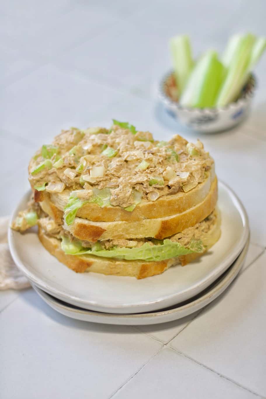 Delicious Jimmy Johns tuna salad layered between slices of bread