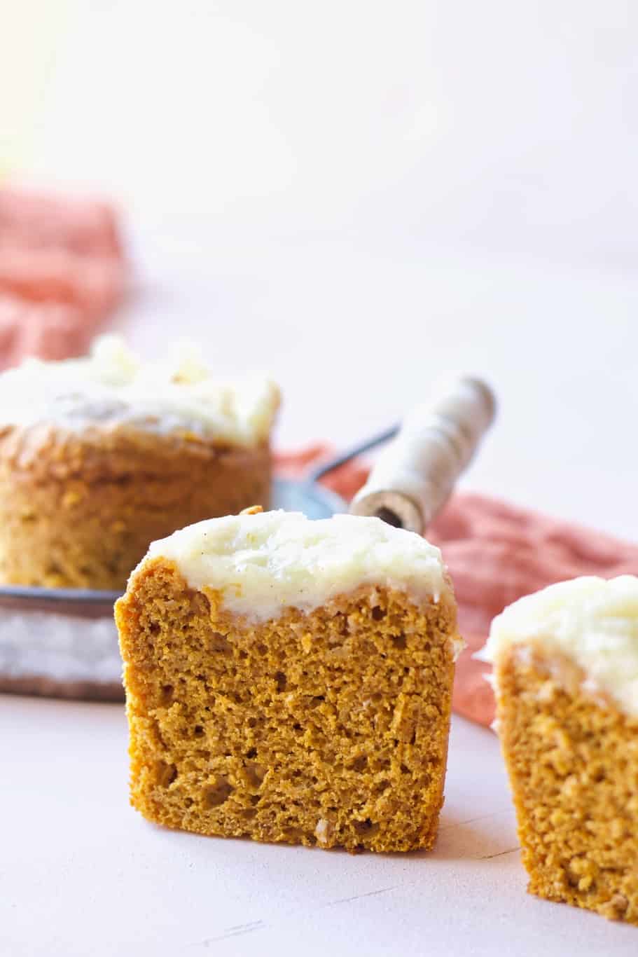 pumpkin muffins stuffed with sweetened cream cheese filling
