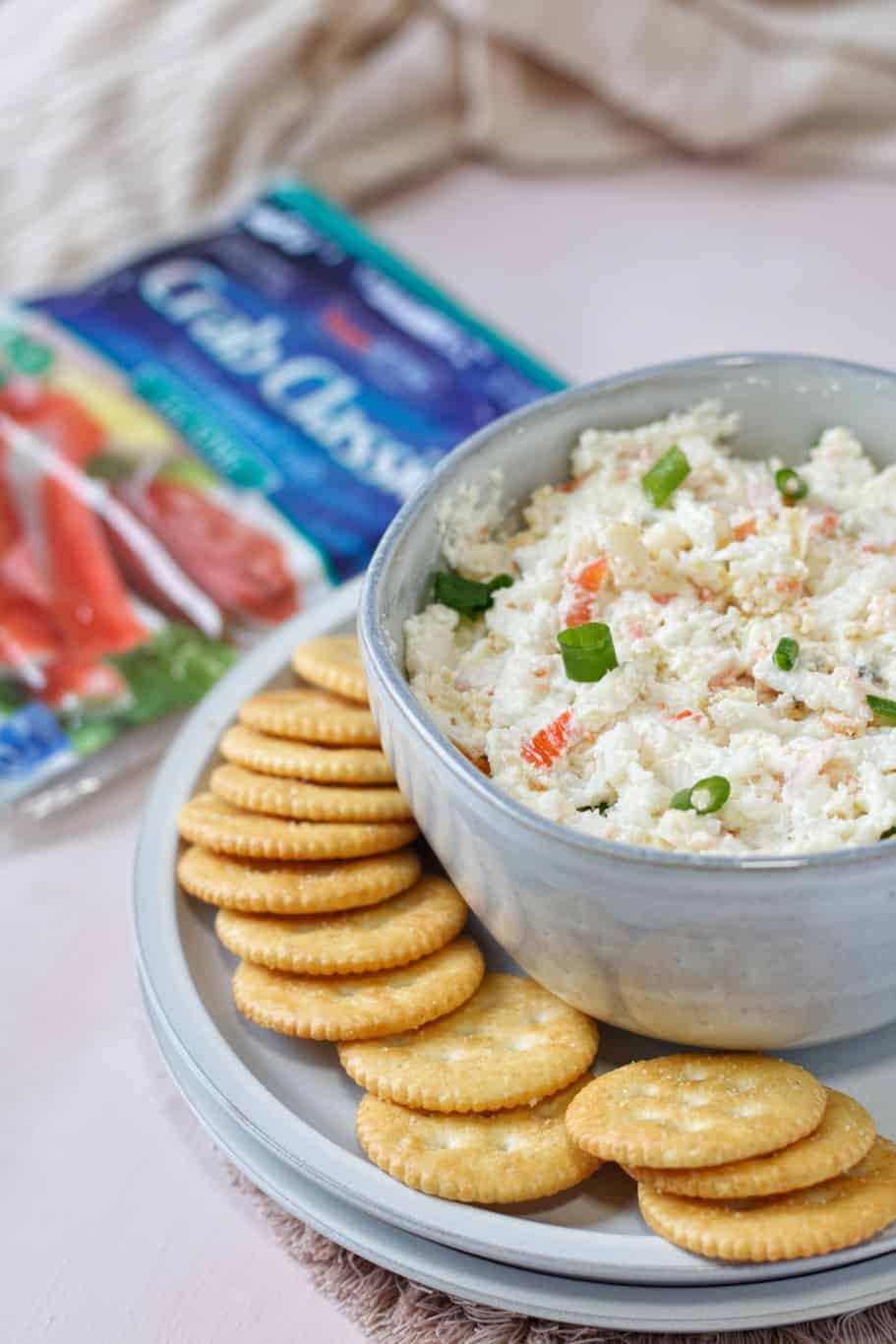 Cream cheese crab dip served with crackers