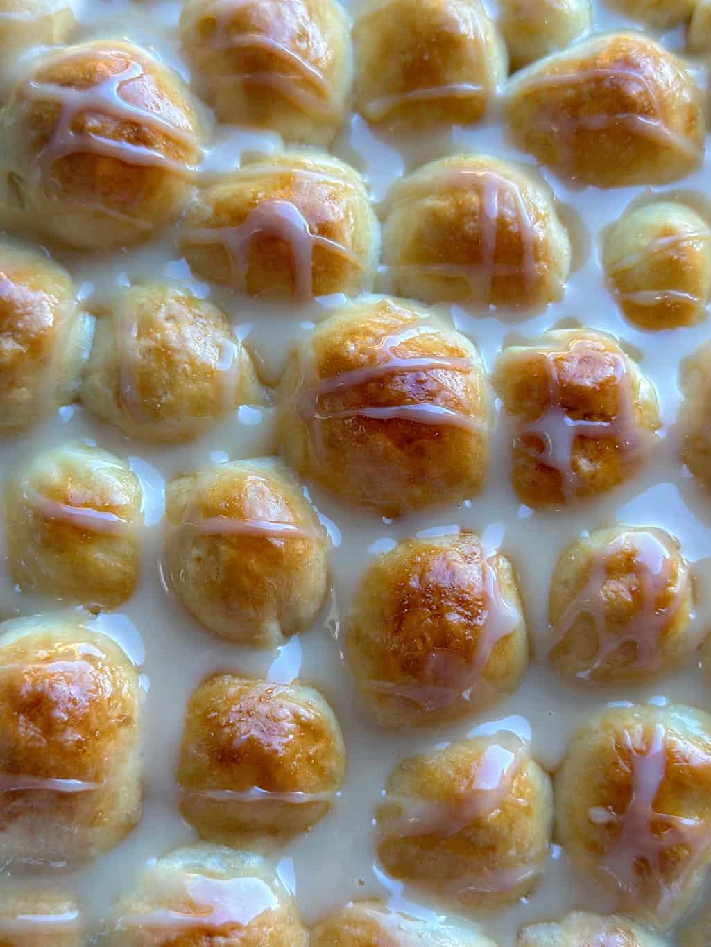 Pull apart bread soaked in condensed milk
