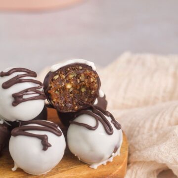 date balls with chocolate
