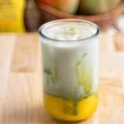 delicious iced mango matcha drink